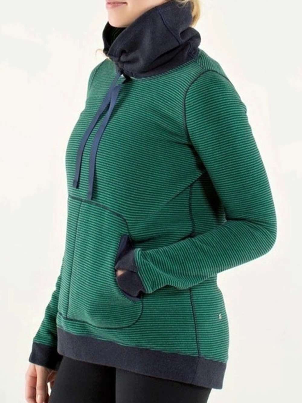 Lululemon Avenue Pullover Striped Hoodie Green & Black